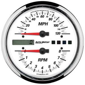 AutoMeter GAUGE TACH/SPEEDO 4 1/2in. 8K RPM/120 MPH WHITE PRO-CYCLE - 19467
