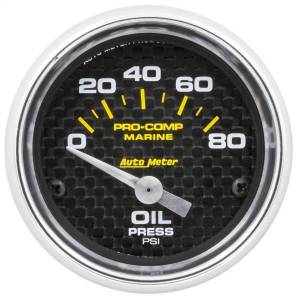 AutoMeter GAUGE OIL PRESSURE 2 1/16in. 80PSI ELECTRIC MARINE CARBON FIBER - 200744-40