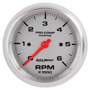 AutoMeter GAUGE TACHOMETER 3 3/8in. 6K RPM MARINE SILVER - 200752-33