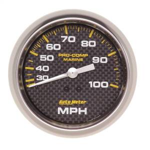 AutoMeter GAUGE SPEEDOMETER 3 3/8in. 100MPH MECHANICAL MARINE CARBON FIBER - 200754-40