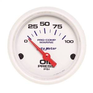 AutoMeter GAUGE OIL PRESSURE 2 1/16in. 100PSI ELECTRIC MARINE WHITE - 200758