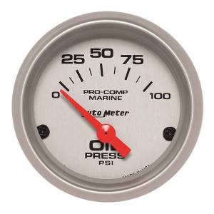 AutoMeter GAUGE OIL PRESSURE 2 1/16in. 100PSI ELECTRIC MARINE SILVER - 200758-33