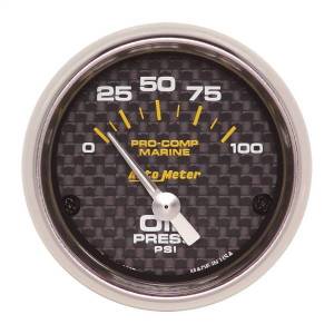 AutoMeter GAUGE OIL PRESSURE 2 1/16in. 100PSI ELECTRIC MARINE CARBON FIBER - 200758-40