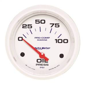 AutoMeter GAUGE OIL PRESSURE 2 5/8in. 100PSI ELECTRIC MARINE WHITE - 200759