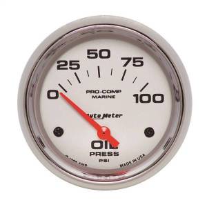 AutoMeter GAUGE OIL PRESSURE 2 5/8in. 100PSI ELECTRIC MARINE CHROME - 200759-35