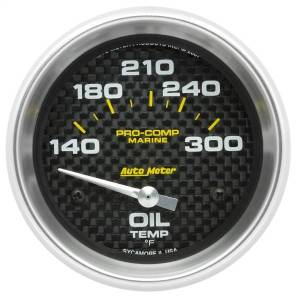 Autometer - AutoMeter GAUGE OIL TEMP 2 5/8in. 140-300deg.F ELECTRIC MARINE CARBON FIBER - 200765-40 - Image 1