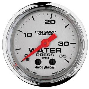 AutoMeter GAUGE WATER PRESS 2 1/16in. 35PSI MECHANICAL MARINE CHROME - 200772-35
