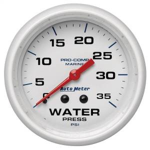 Autometer - AutoMeter GAUGE WATER PRESS 2 5/8in. 35PSI MECHANICAL MARINE WHITE - 200773 - Image 1
