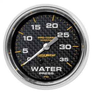 AutoMeter GAUGE WATER PRESS 2 5/8in. 35PSI MECHANICAL MARINE CARBON FIBER - 200773-40