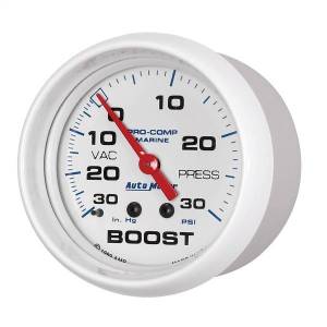 Autometer - AutoMeter GAUGE VAC/BOOST 2 5/8in. 30INHG-30PSI MECHANICAL MARINE WHITE - 200775 - Image 2