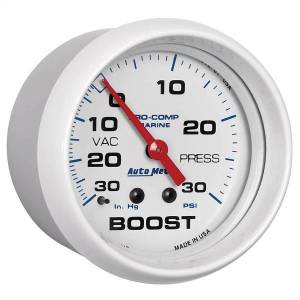 Autometer - AutoMeter GAUGE VAC/BOOST 2 5/8in. 30INHG-30PSI MECHANICAL MARINE WHITE - 200775 - Image 3