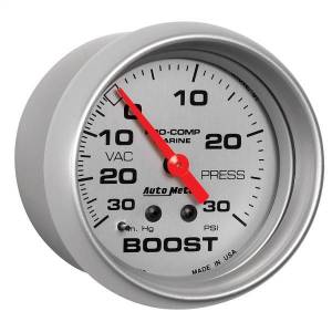 Autometer - AutoMeter GAUGE VAC/BOOST 2 5/8in. 30INHG-30PSI MECHANICAL MARINE SILVER - 200775-33 - Image 3