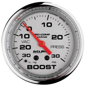 Autometer - AutoMeter GAUGE VAC/BOOST 2 5/8in. 30INHG-30PSI MECHANICAL MARINE CHROME - 200775-35 - Image 1