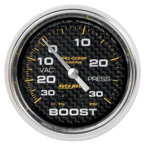 Autometer - AutoMeter GAUGE VAC/BOOST 2 5/8in. 30INHG-30PSI MECHANICAL MARINE CARBON FIBER - 200775-40 - Image 1