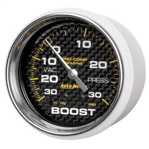 Autometer - AutoMeter GAUGE VAC/BOOST 2 5/8in. 30INHG-30PSI MECHANICAL MARINE CARBON FIBER - 200775-40 - Image 2