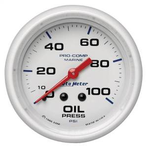 AutoMeter GAUGE OIL PRESSURE 2 5/8in. 100PSI MECHANICAL MARINE WHITE - 200777