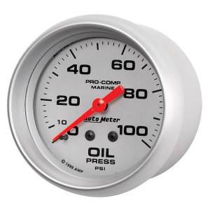 Autometer - AutoMeter GAUGE OIL PRESSURE 2 5/8in. 100PSI MECHANICAL MARINE SILVER - 200777-33 - Image 2