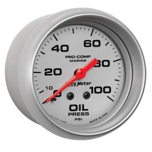 Autometer - AutoMeter GAUGE OIL PRESSURE 2 5/8in. 100PSI MECHANICAL MARINE SILVER - 200777-33 - Image 3