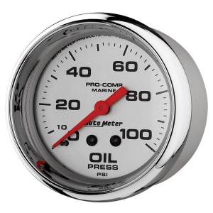 Autometer - AutoMeter GAUGE OIL PRESSURE 2 5/8in. 100PSI MECHANICAL MARINE CHROME - 200777-35 - Image 2