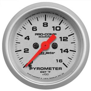 AutoMeter GAUGE PYROMETER 2 1/16in. 0-1600deg.F MARINE SILVER - 200842-33