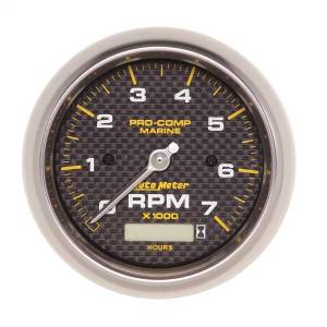 AutoMeter GAUGE TACHOMETER 3 3/8in. 7K RPM W/HOURMETER MARINE CARBON FIBER - 200890-40