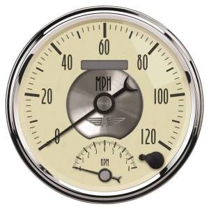 AutoMeter GAUGE TACH/SPEEDO 5in. 120MPH/8K RPM ELEC. PROGRAM. PRESTIGE ANTQ. IVORY - 2090