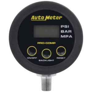 AutoMeter GAUGE HEAD TIRE PRESS 50 PSI/3.45 BAR RACE DIGITAL BACKLIT W/MEM PRO-COMP - 2167