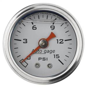 AutoMeter GAUGE PRESSURE 1.5in. DIRECT MNT 15PSI LIQUID FILLED MECH WHT 1/8in. NPTF - 2175