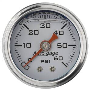 AutoMeter GAUGE PRESSURE 1.5in. DIRECT MNT 60PSI LIQUID FILLED MECH WHT 1/8in. NPTF - 2176