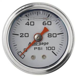AutoMeter GAUGE PRESS 1.5in. DIRECT MNT 100PSI LIQUID FILLED MECH WHT 1/8in. NPTF MA - 2177