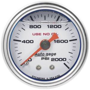 AutoMeter GAUGE PRESS 1.5in. DIRECT MNT 2000PSI LIQUID FILLED MECH WHT 1/8in. NPTF - 2183