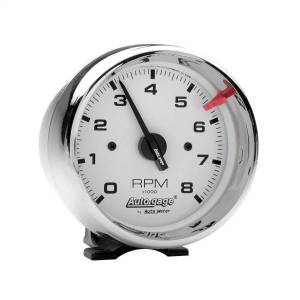 AutoMeter GAUGE TACH 3 3/4in. 8K RPM PEDESTAL WHT DIAL CHROME CASE AUTOGAGE - 2304