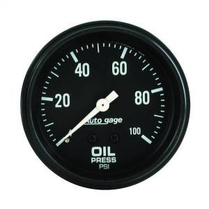 AutoMeter GAUGE OIL PRESSURE 2 5/8in. 0-100PSI MECHANICAL BLACK AUTOGAGE - 2312