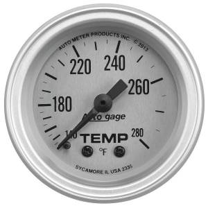 AutoMeter GAUGE CONSOLE TEMPERATURE 2 1/16in. 280deg.F SLVR DIAL SLVR BEZEL AUTOGAGE - 2335