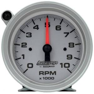 AutoMeter GAUGE TACH 3 3/4in. 10K RPM PEDESTAL W/EXT SHIFT LIGHT SLVR DIAL BLK CASE - 233909
