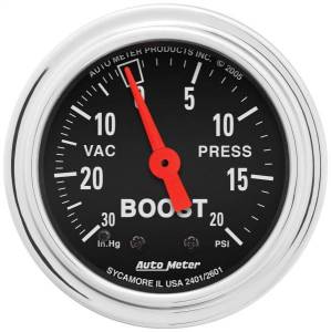 AutoMeter GAUGE VAC/BOOST 2 1/16in. 30INHG-20PSI MECHANICAL TRADITIONAL CHROME - 2401