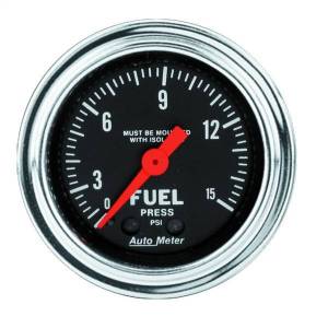 AutoMeter GAUGE FUEL PRESSURE 2 1/16in. 15PSI MECH. W/ISOLATOR TRADITIONAL CHROME - 2413