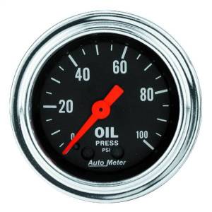 AutoMeter GAUGE OIL PRESSURE 2 1/16in. 100PSI MECHANICAL TRADITIONAL CHROME - 2421