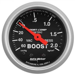 AutoMeter GAUGE VAC/BOOST 2 1/16in. 60CMHG-2.1KG/CM2 MECHANICAL SPORT-COMP - 3303-J