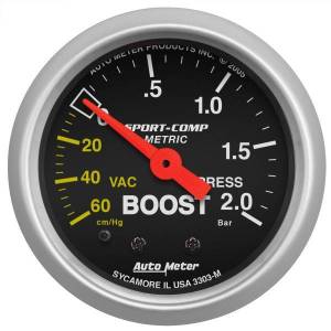 AutoMeter GAUGE VAC/BOOST 2 1/16in. 60CMHG-2.0BAR MECHANICAL SPORT-COMP - 3303-M