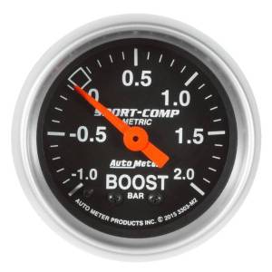 AutoMeter GAUGE VAC/BOOST 2 1/16in.-1-+2 BAR MECHANICAL SPORT-COMP - 3303-M2