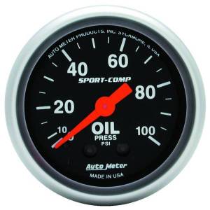 AutoMeter GAUGE OIL PRESSURE 2 1/16in. 100PSI MECHANICAL SPORT-COMP - 3321