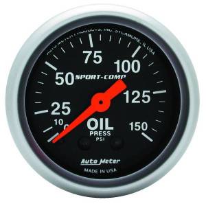AutoMeter GAUGE OIL PRESSURE 2 1/16in. 150PSI MECHANICAL SPORT-COMP - 3323