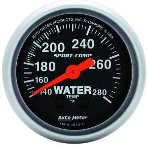 AutoMeter GAUGE WATER TEMP 2 1/16in. 140-280deg.F MECHANICAL SPORT-COMP - 3331