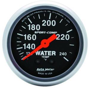 AutoMeter GAUGE WATER TEMP 2 1/16in. 120-240deg.F MECHANICAL 12FT. SPORT-COMP - 3333