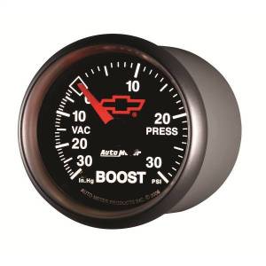 Autometer - AutoMeter GAUGE VAC/BOOST 2 1/16in. 30INHG-30PSI MECHANICAL CHEVY RED BOWTIE BLACK - 3603-00406 - Image 2