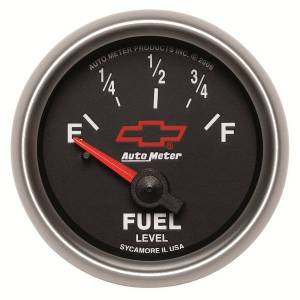 AutoMeter GAUGE FUEL LEVEL 2 1/16in. 0OE TO 90OF ELEC CHEVY RED BOWTIE BLACK - 3613-00406