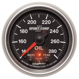 AutoMeter GAUGE OIL TEMP 2 1/16in. 140-280deg.F STEPPER MOTOR W/PEAK/WARN SPORT-COMP - 3640