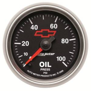 AutoMeter GAUGE OIL PRESSURE 2 1/16in. 100PSI DIGITAL STEPPER MOTOR CHEVY RED BOWTIE - 3653-00406