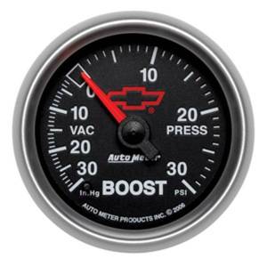 AutoMeter GAUGE VAC/BOOST 2 1/16in. 30INHG-30PSI DIGITAL STEPPER MOTOR CHEVY RED BOWT - 3659-00406